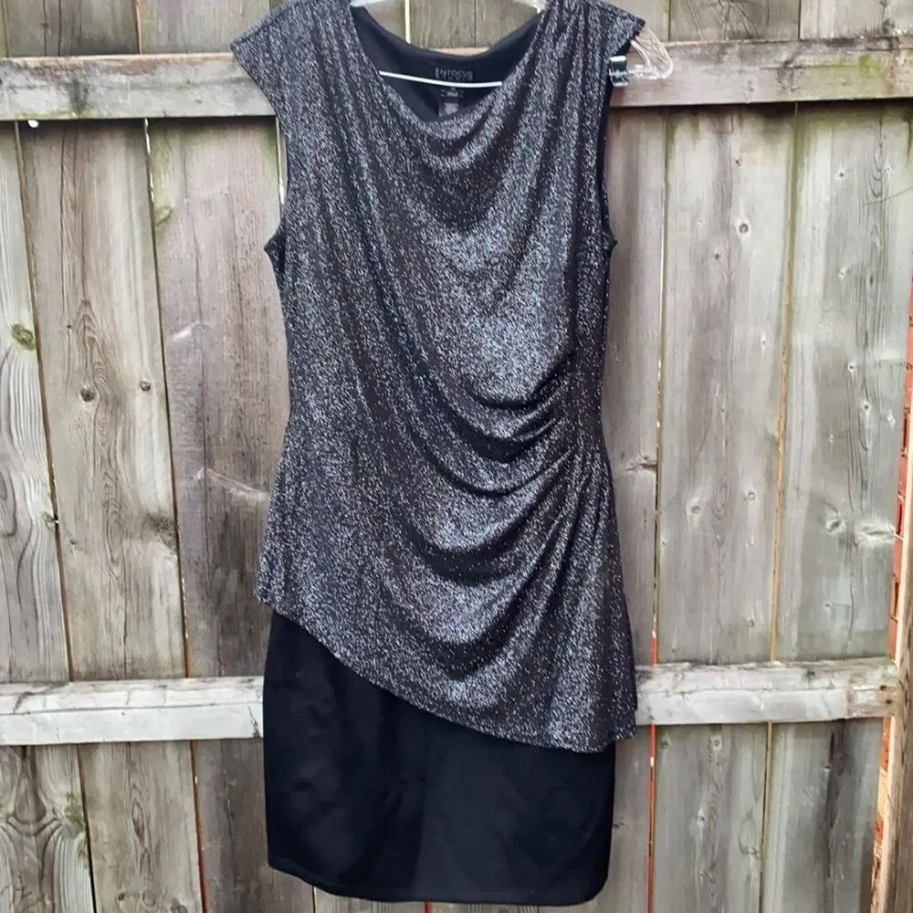 Enfocus Studio silver double layer cocktail dress sz. 14